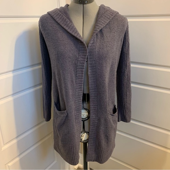 Barefoot Dreams CozyChic Lite Relaxed Hooded Cardi with Pockets, XS - Picture 1 of 6